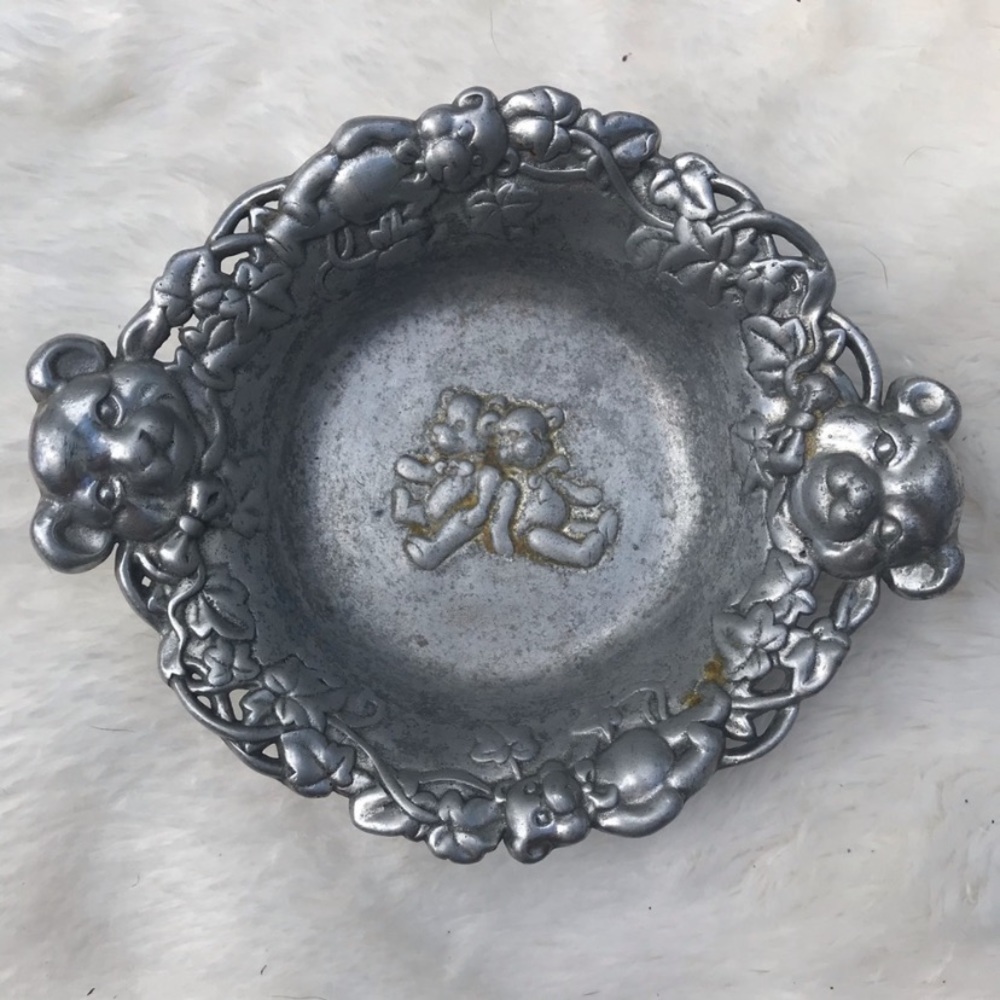 Arthur Court Teddy Bear Baby Pewter Bowl 1997